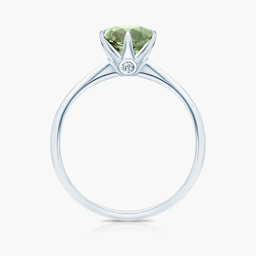 Pierścionek zaręczynowy The Journey: białe złoto, zielony szafir